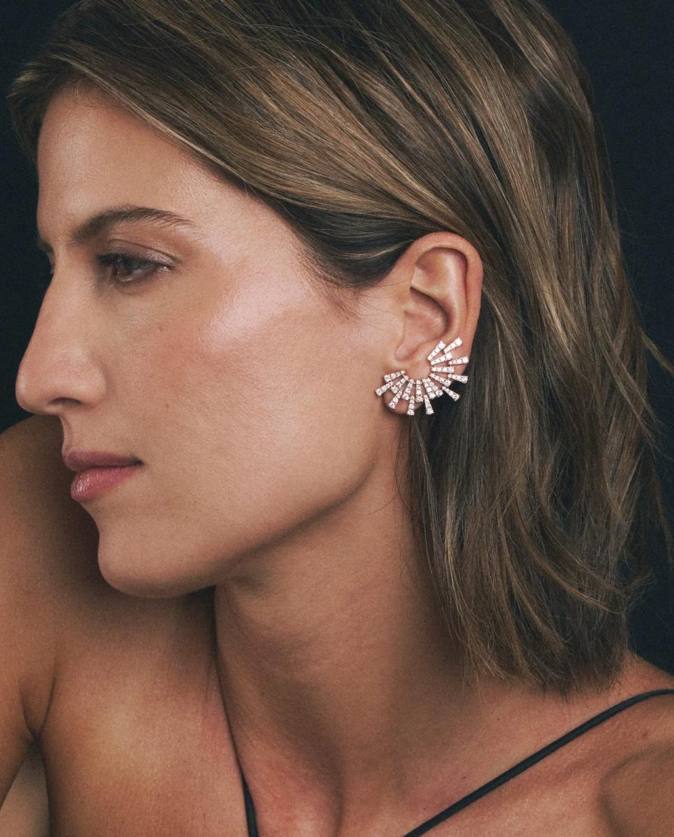 Pendientes Smoky Club de oro y diamantes - Gold & Roses - Blanco Blanco-2