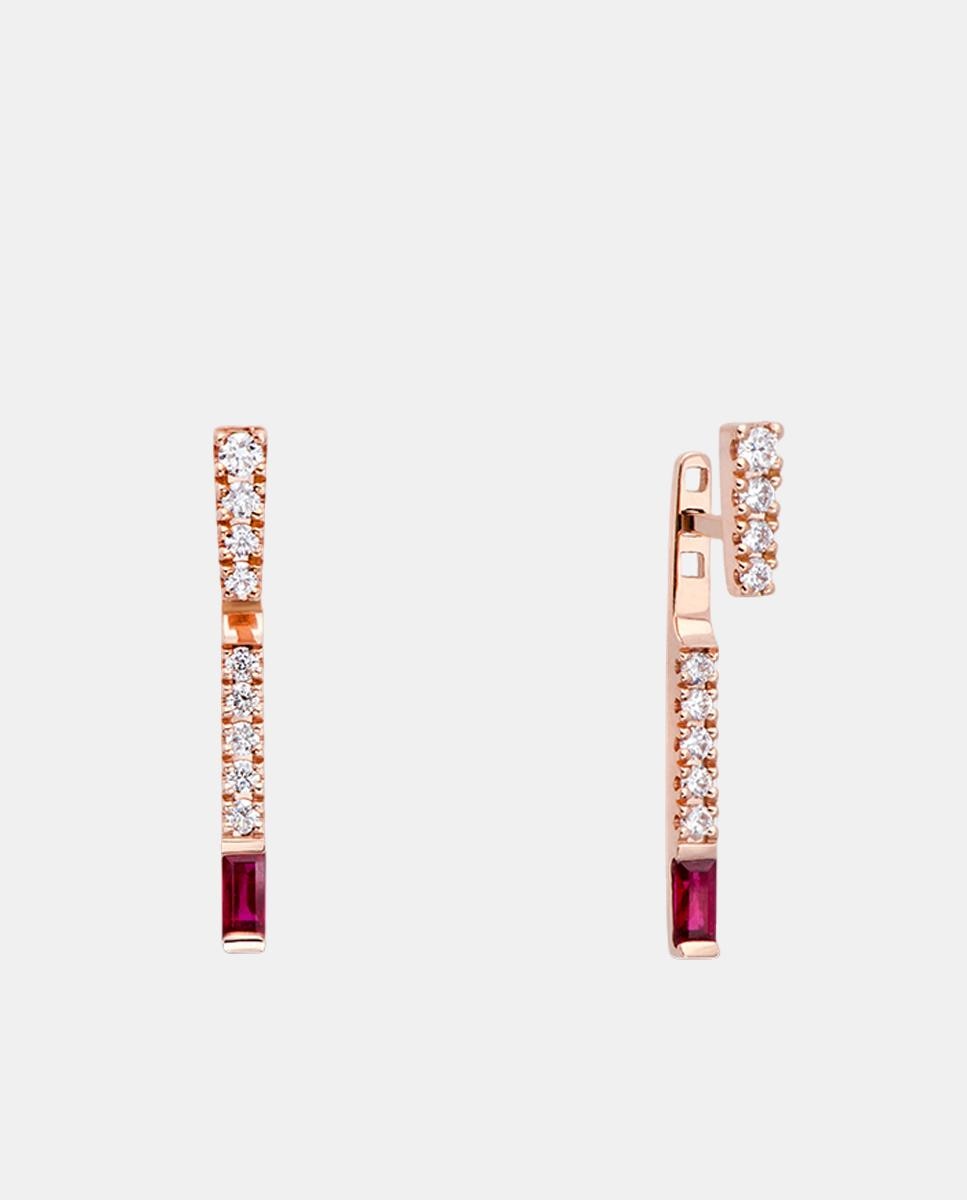 Imagen 1 de Pendientes Needle I am Red de oro con diamante y rubí - Gold & Roses - Rojo Rojo