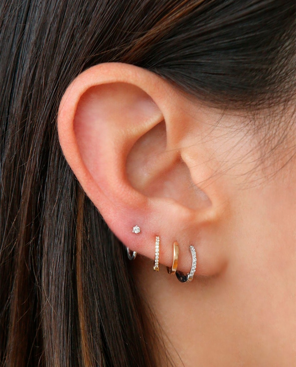 Piercing de aro individual de oro y diamantes - Sansoeurs - Blanco Blanco-2