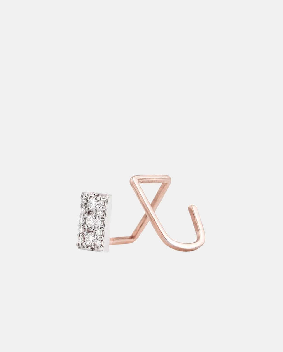 Imagen 0 de Piercing único Plaque de oro y diamantes Blanco