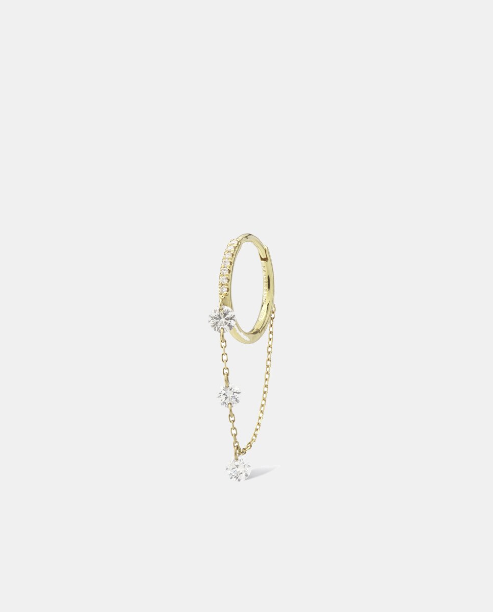 Imagen 0 de Piercing aro de oro y diamantes con cadena Oro