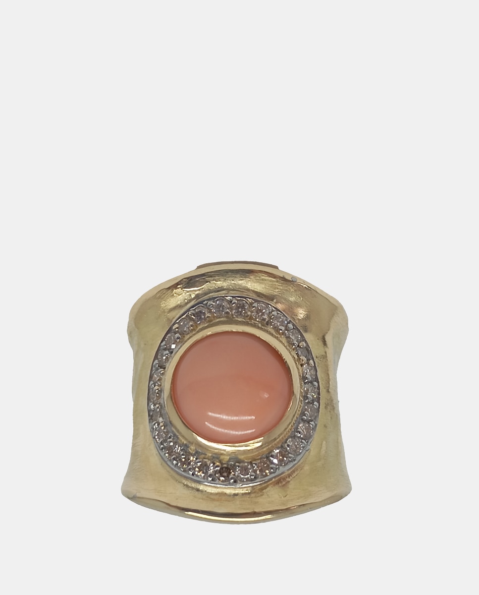 Imagen 0 de Anillo de oro, diamantes y coral Coral