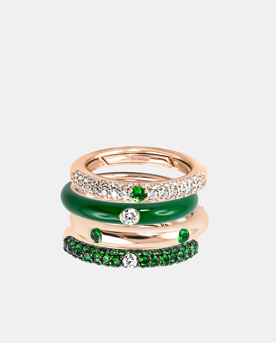 Anillo Pop de oro, diamantes y tsavorita Verde Adolfo Courrier Verde-2