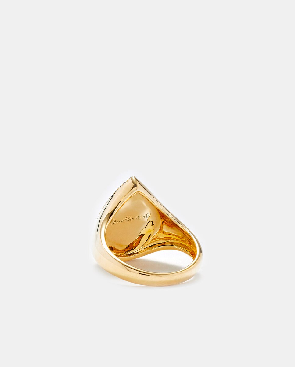 Anillo de oro, madreperla diamante - Yvonne Léon - Blanco Blanco-3