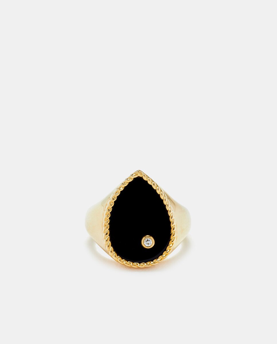 Imagen 0 de Anillo de oro, ónix y diamante Negro