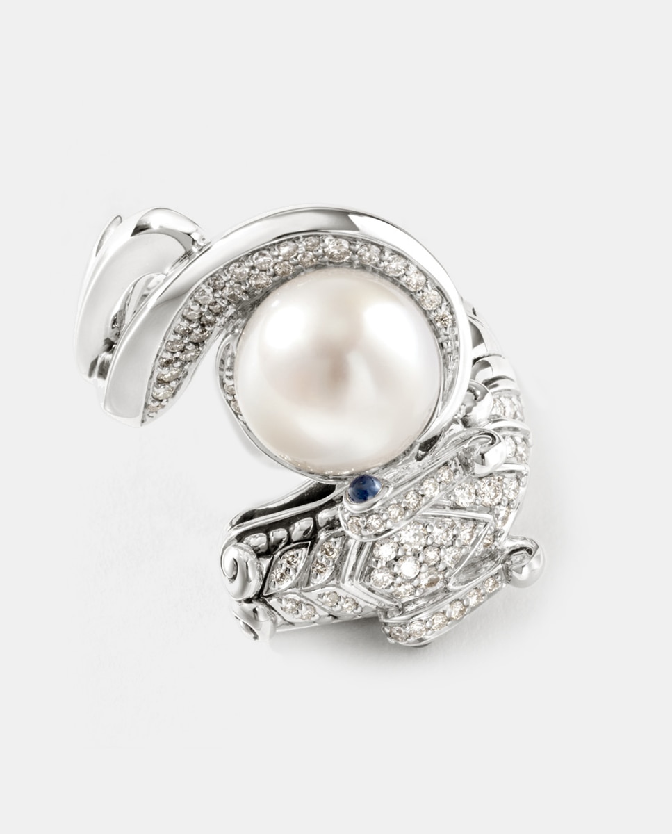 Anillo Naga de plata con perla y zafiro azul Plata John Hardy Plata-1