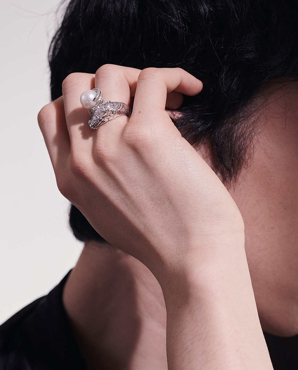 Anillo Naga de plata con perla y zafiro azul Plata John Hardy Plata-6