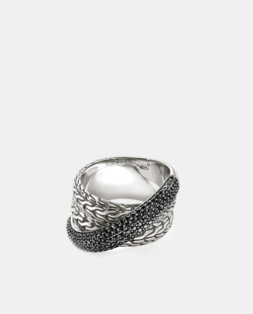 Imagen 0 de Anillo JH Essentialsde plata y zafiros negros Negro