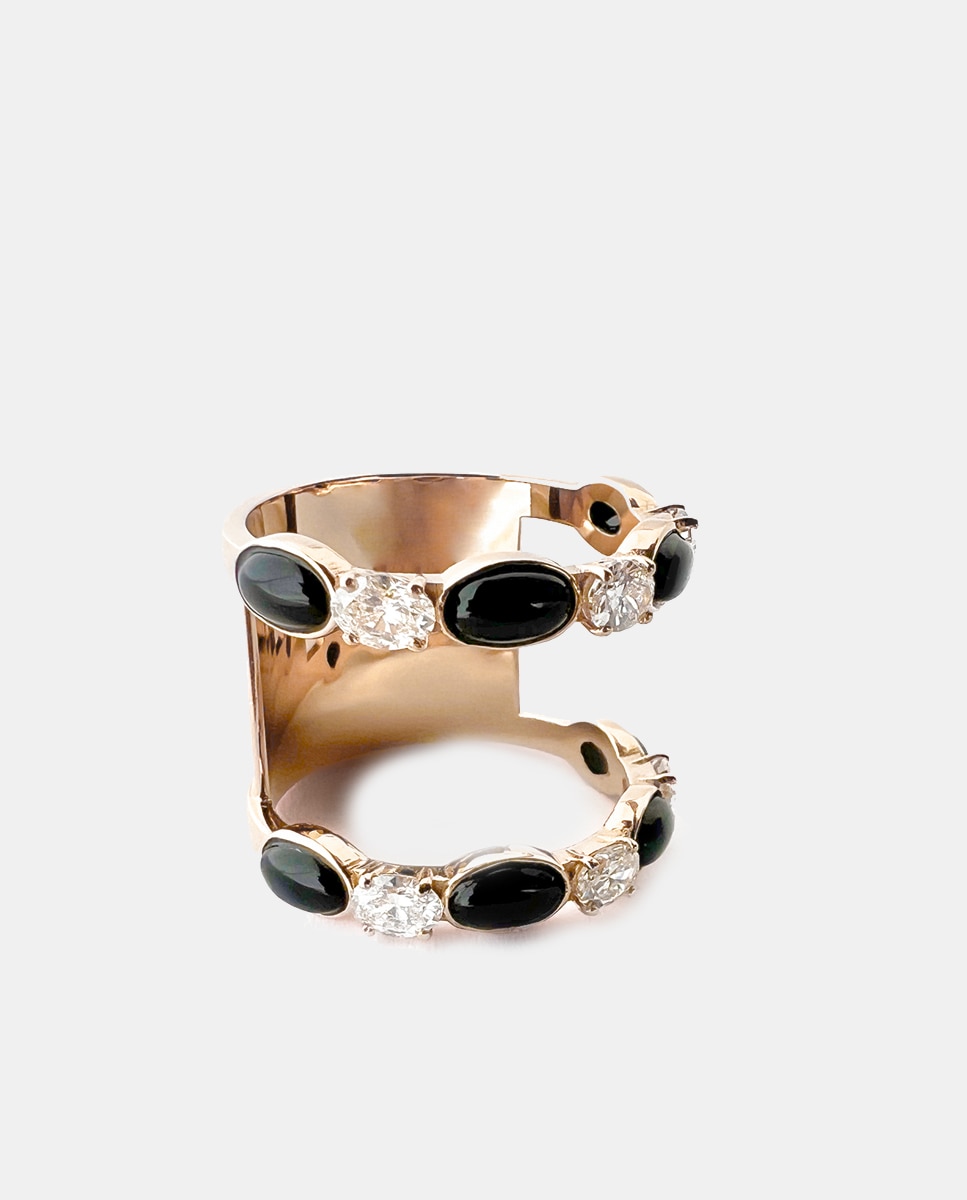 Imagen 0 de Anillo Zebra de oro, diamantes y ónix Negro