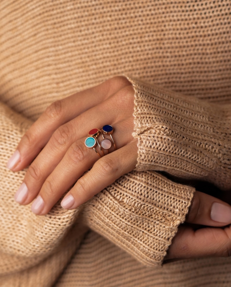 Anillo Ever de oro y madreperla - Ginette NY - Rosa Rosa-2