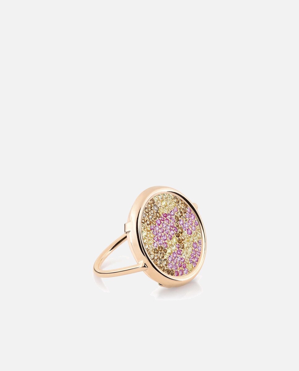 Imagen 0 de Anillo Disc Rings de oro con topacio y cuarzo Rosa