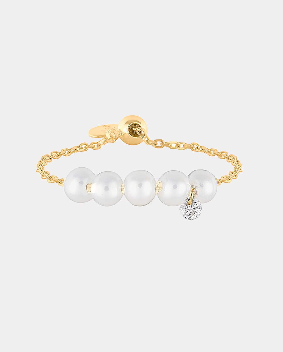Imagen 0 de Anillo Aphrodite de oro y diamantes con perlas Oro
