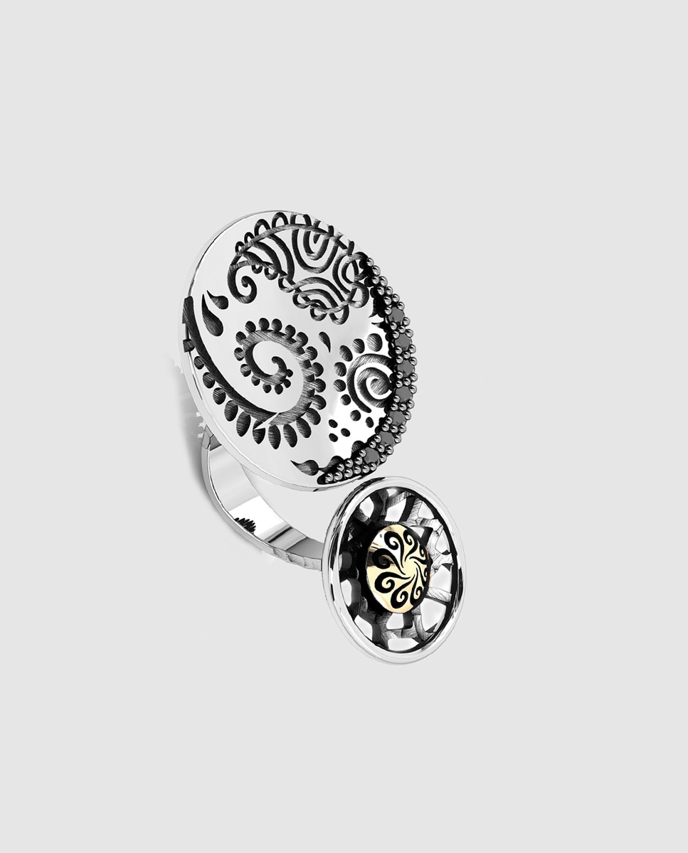 Bohemme - Anillo Bohemme Henna Tatoo de plata y espinelas.
