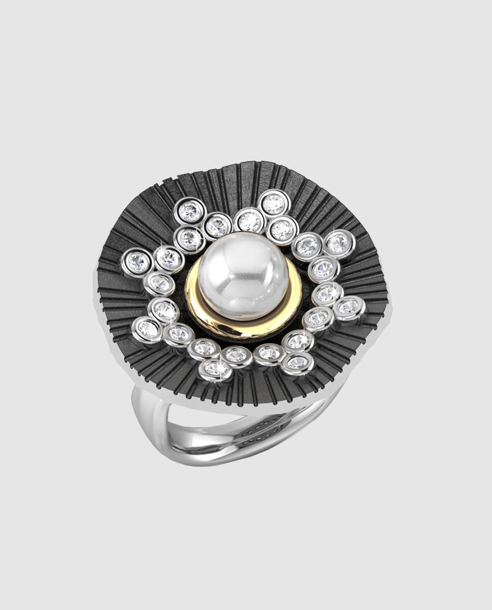 Bohemme - Anillo Bohemme Sky Drops de plata, perla y zafiro.