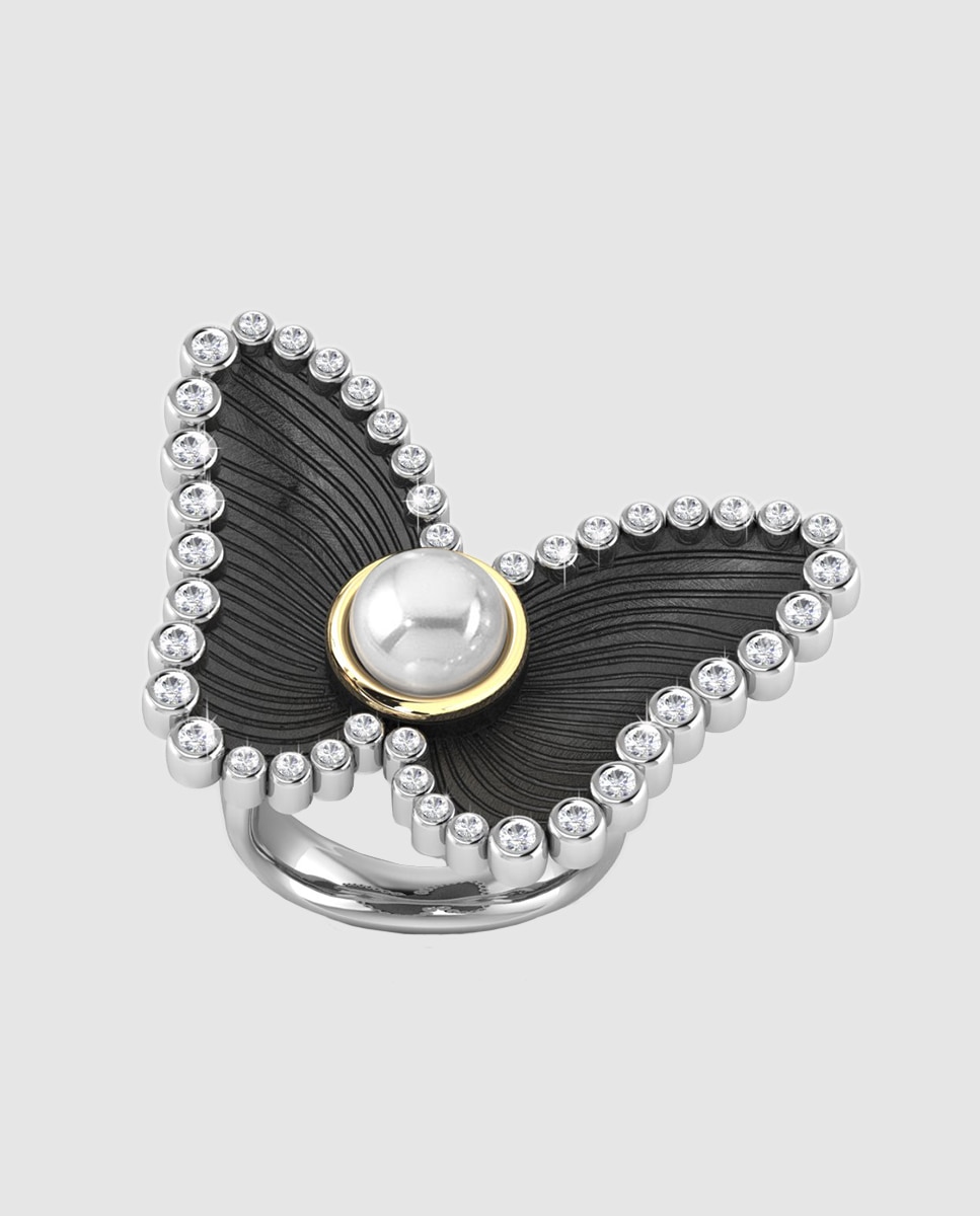 Bohemme - Anillo Bohemme Sky Drops de plata, perla y zafiro.