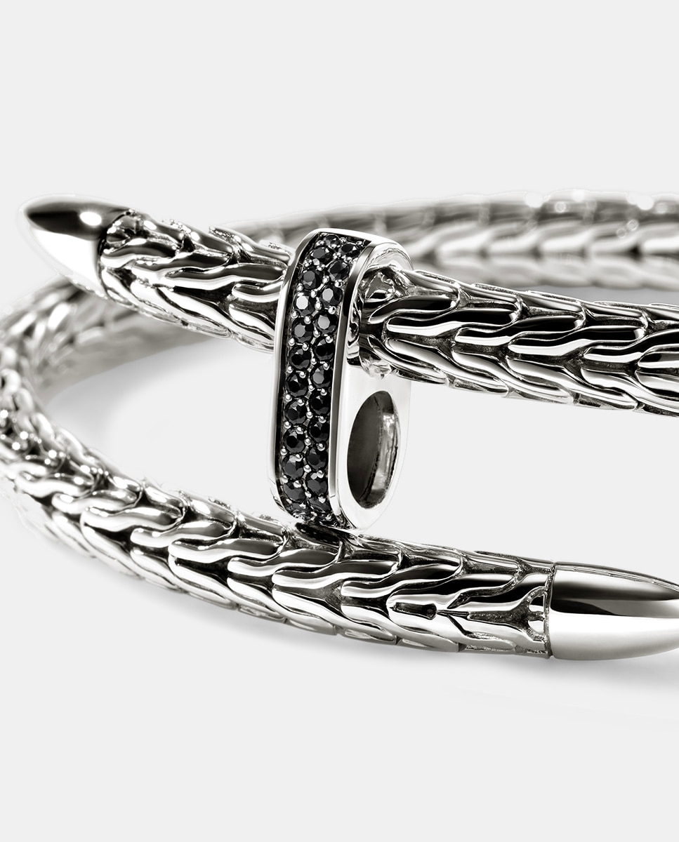 Pulsera Spear de plata y zafiro negro Negro John Hardy · El Corte