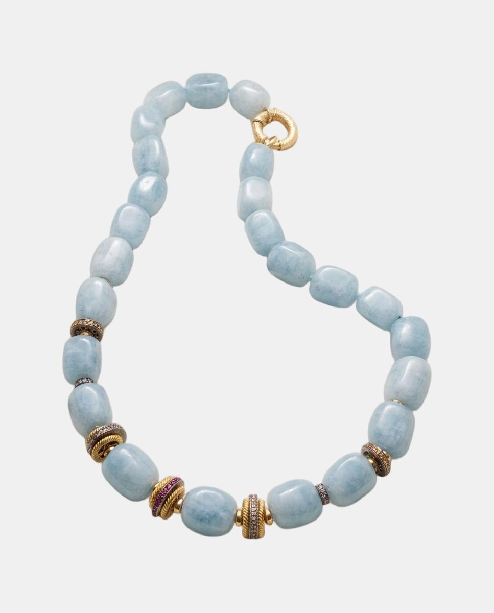 Imagen 0 de Collar de oro y aguamarina Azul
