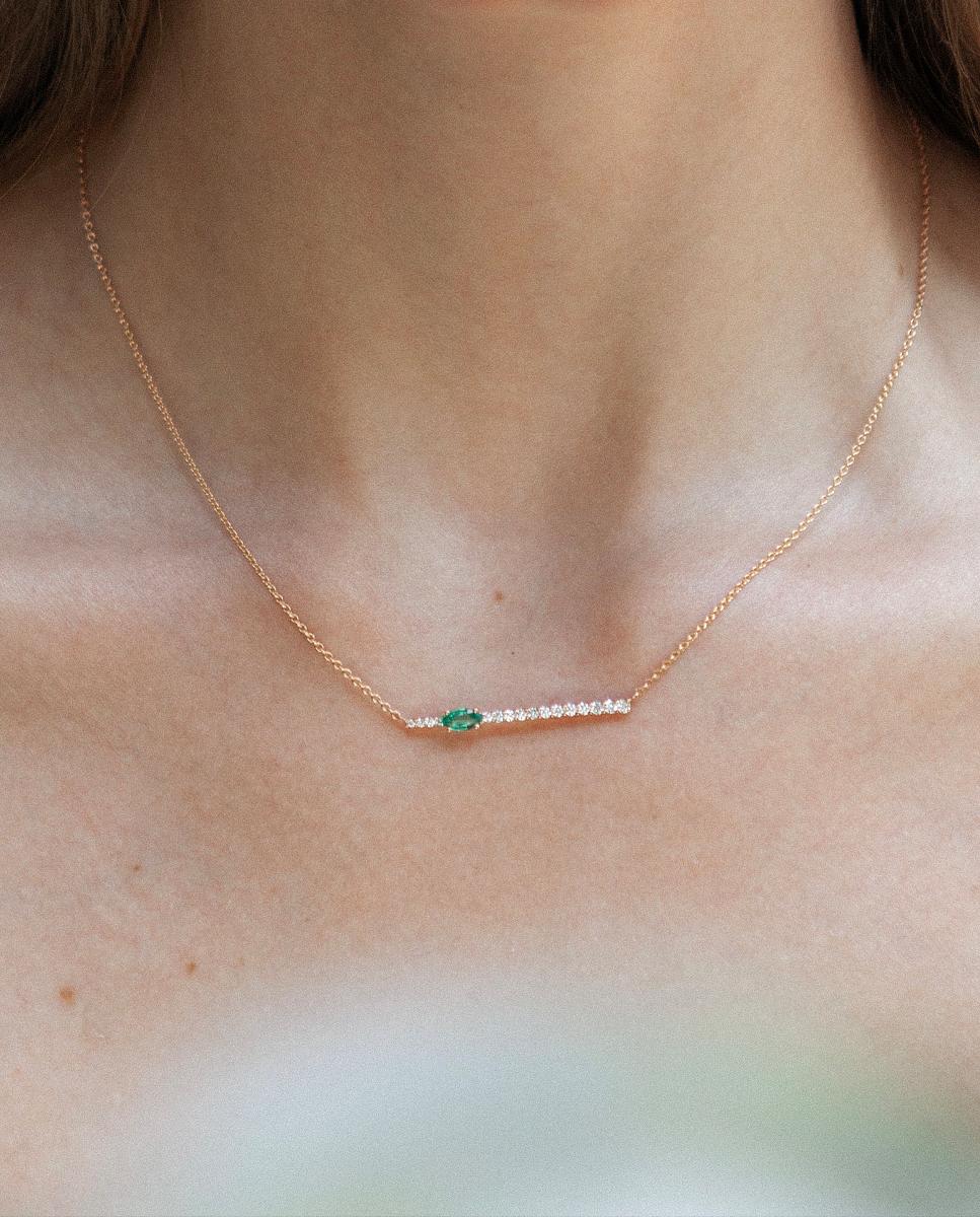 Imagen 2 de Collar Jadín de Aire de oro con diamante y esmeralda - Gold & Roses - Verde Verde
