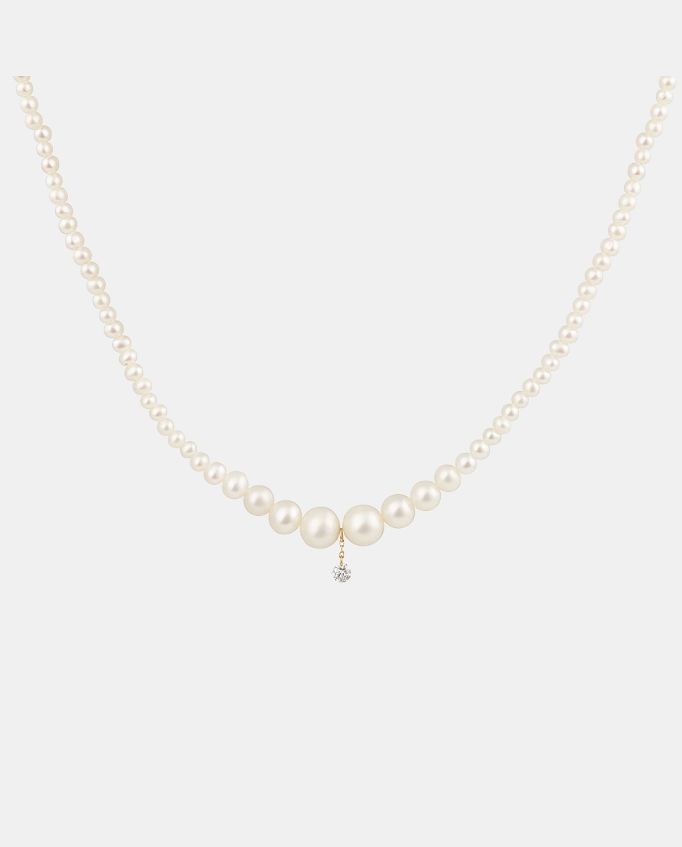 Collar Aphrodite de oro, diamantes y perlas - Persée - Blanco Blanco-1
