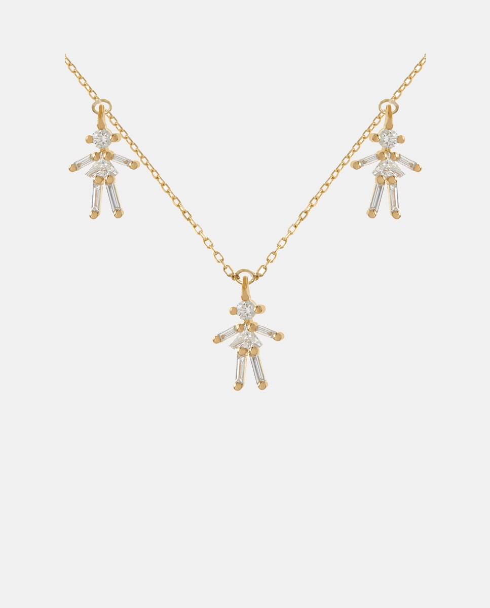 Imagen 0 de Collar Iconic Tres Niñas de oro y diamantes Blanco