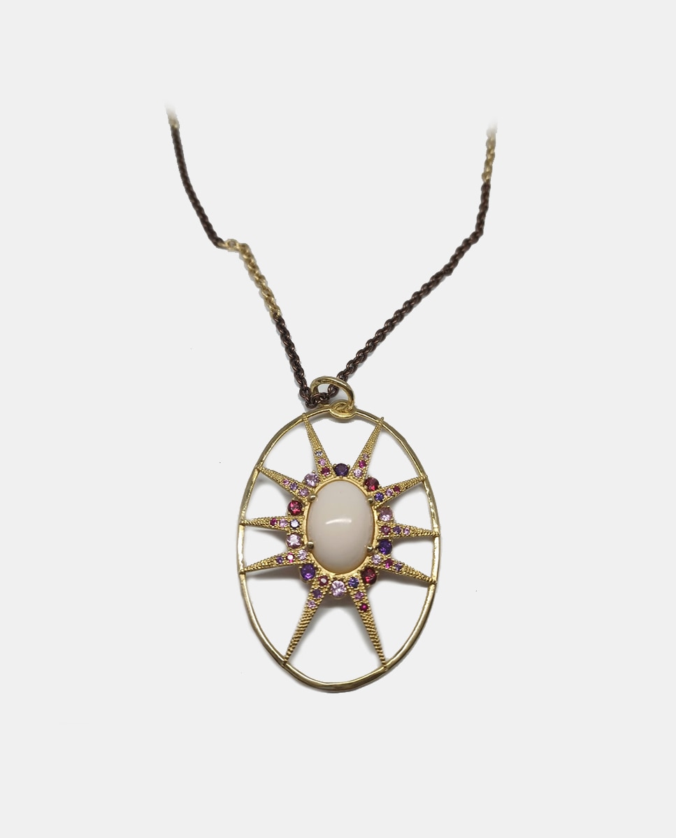 Colgante de oro y coral rosa - Romo Designs - Coral Coral-1