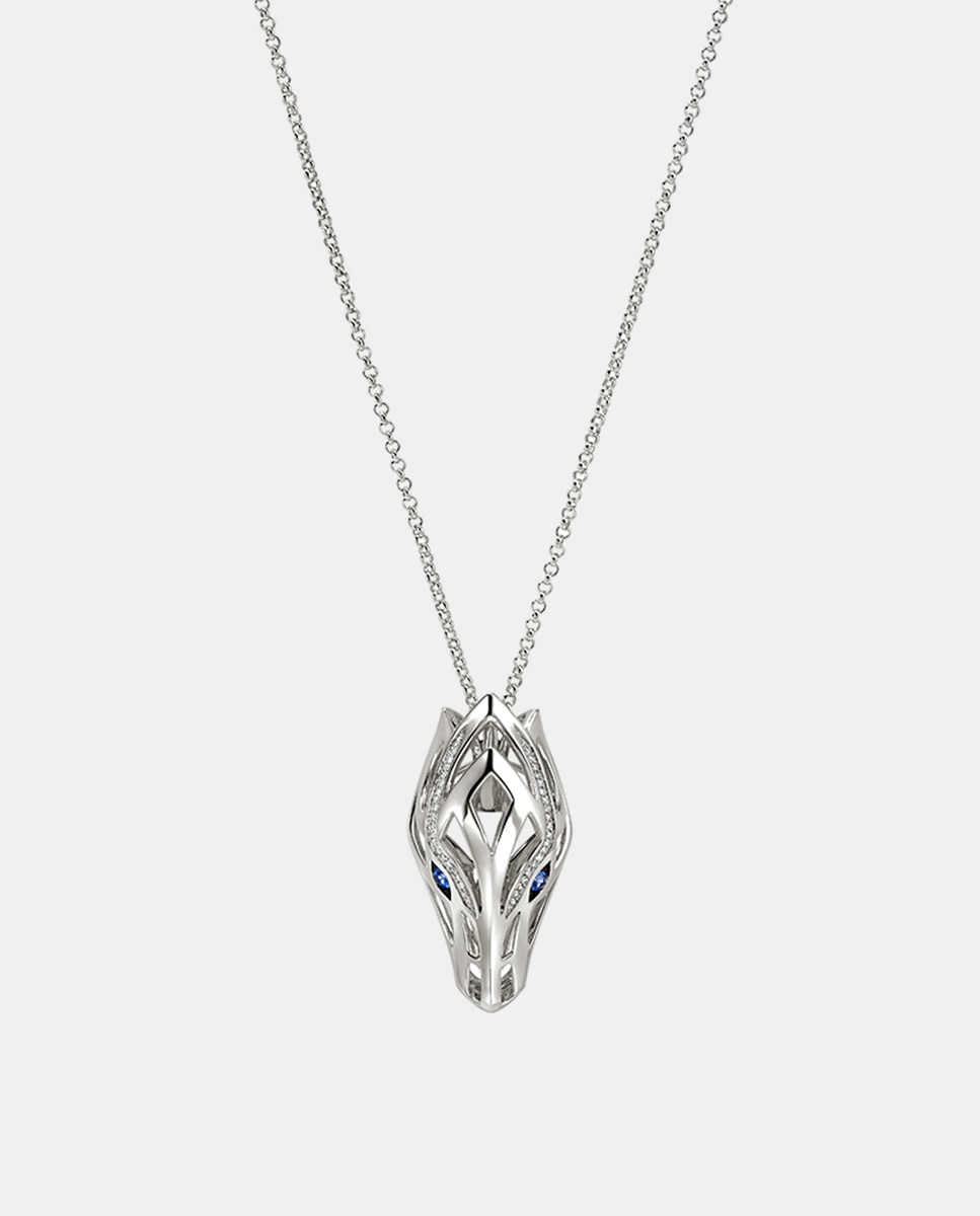 Imagen 0 de Colgante Naga de plata, diamantes y zafiros Plata
