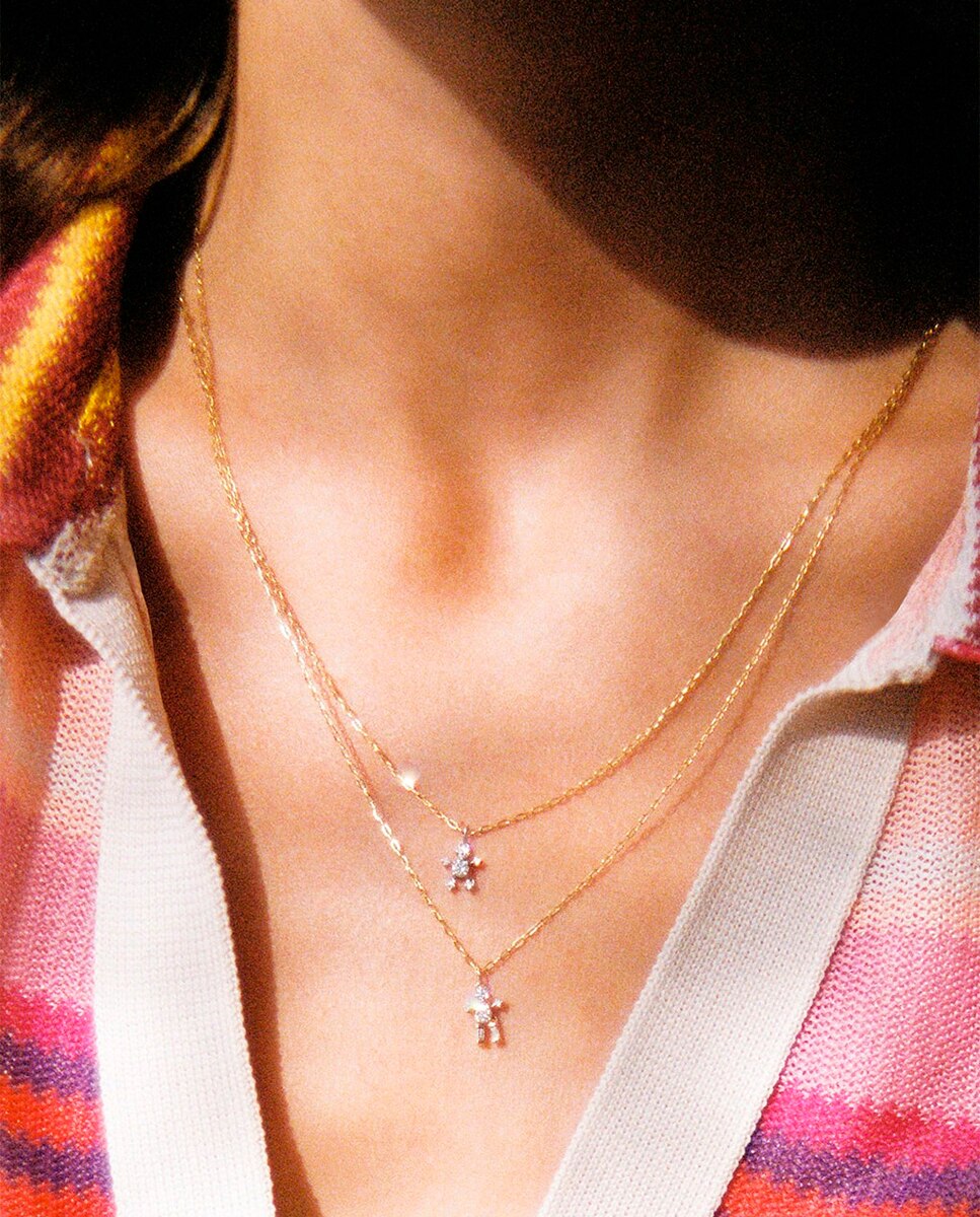 Colgante Little Man de oro y diamantes - Sansoeurs - Blanco Blanco-2
