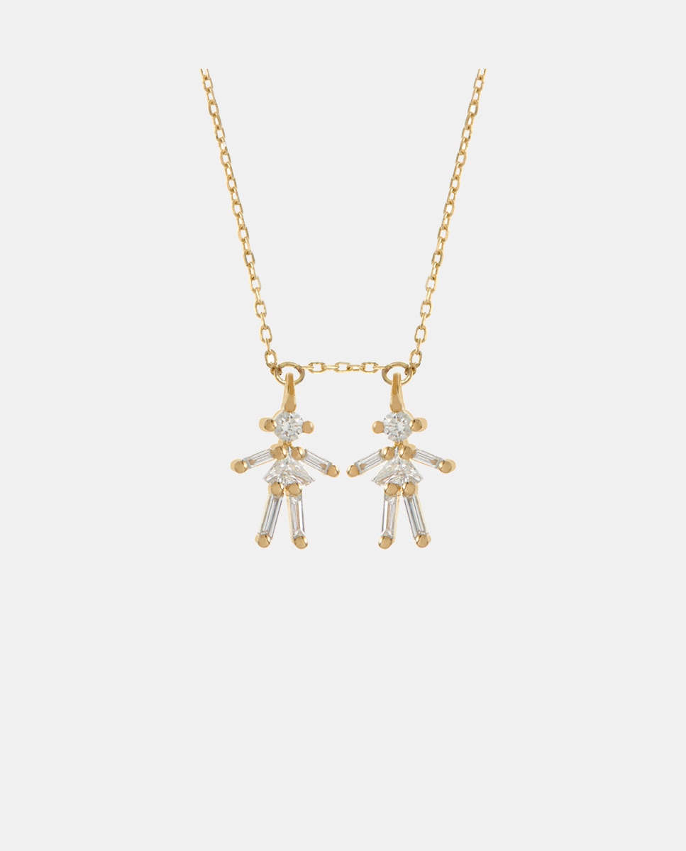Colgante Iconic Niñas de oro y diamantes - Little Ones - Blanco Blanco-1