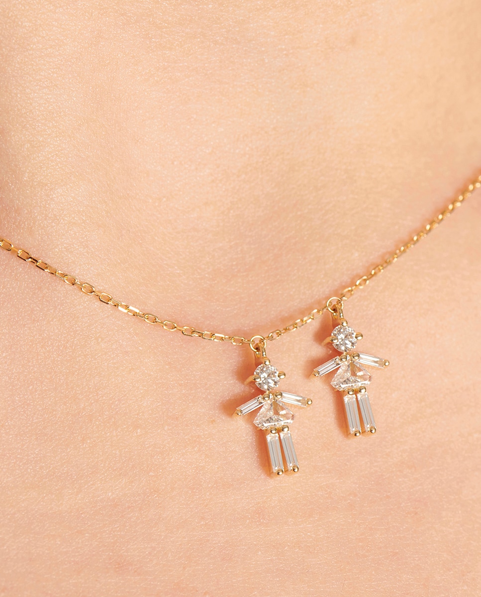 Colgante Iconic Niñas de oro y diamantes - Little Ones - Blanco Blanco-3