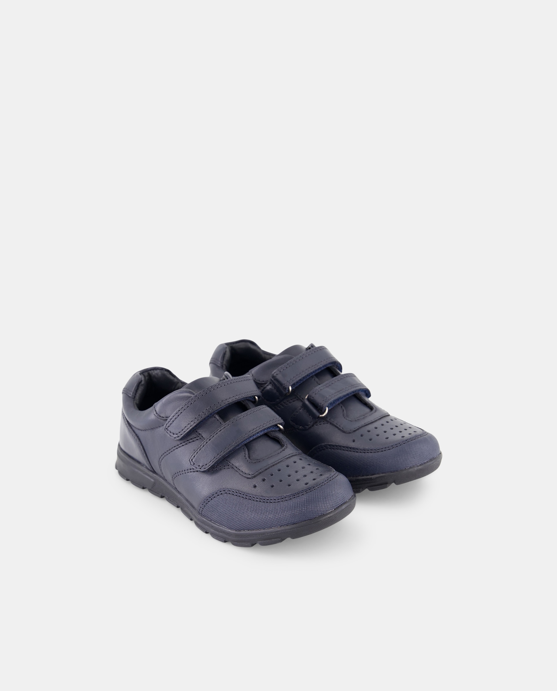 Sapatos Desportivos em Pele com Velcros Azul-marinho-2