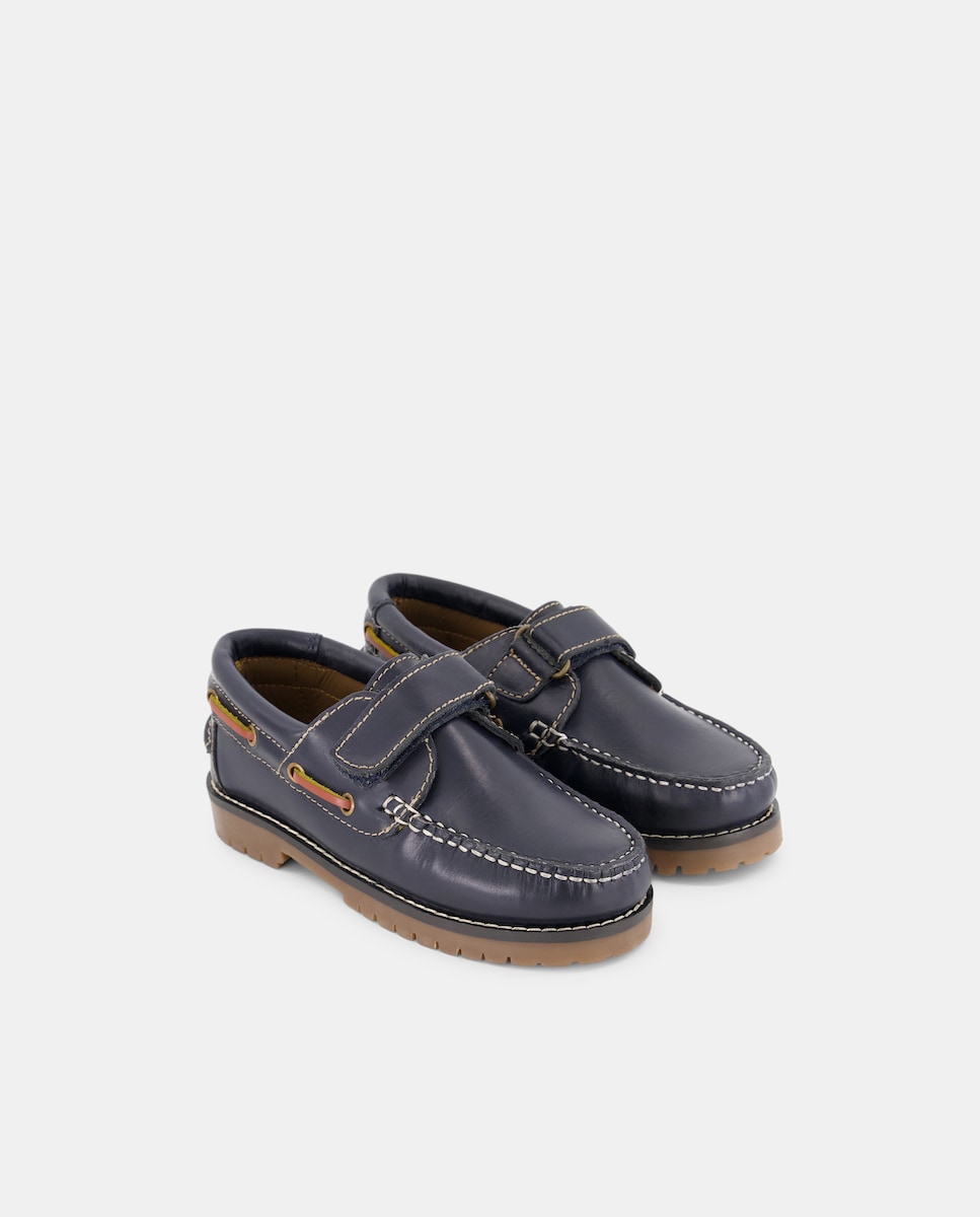 Imagen 0 de Náutico de piel con velcro de niño Azul marino