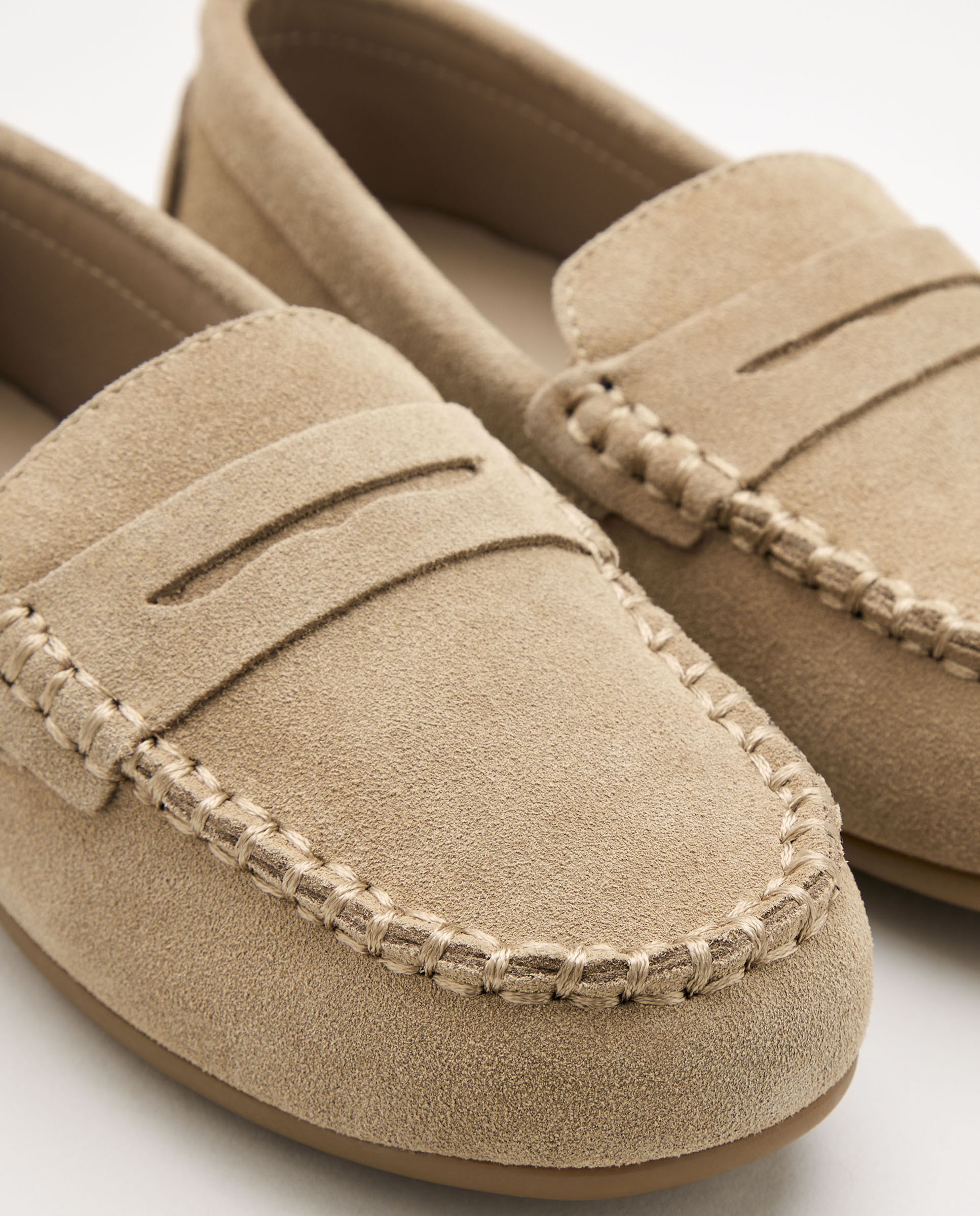 Mocassins de Croute com Travessão Coconut El Corte Inglés Bege-5