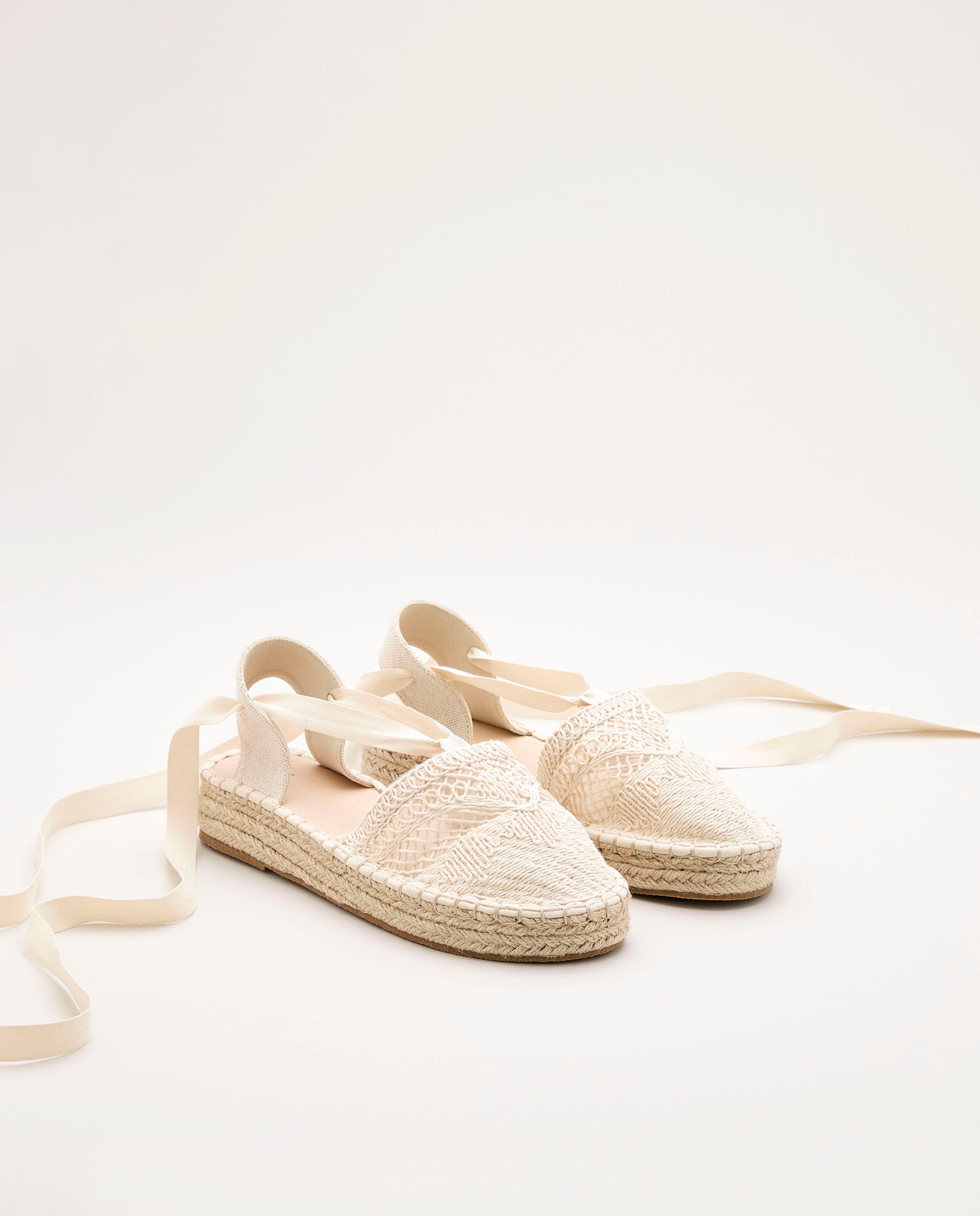 Alpercatas de Crochet de Juta com Fita de Fio Metalizado na Cunha Coconut El Corte Inglés Bege-2