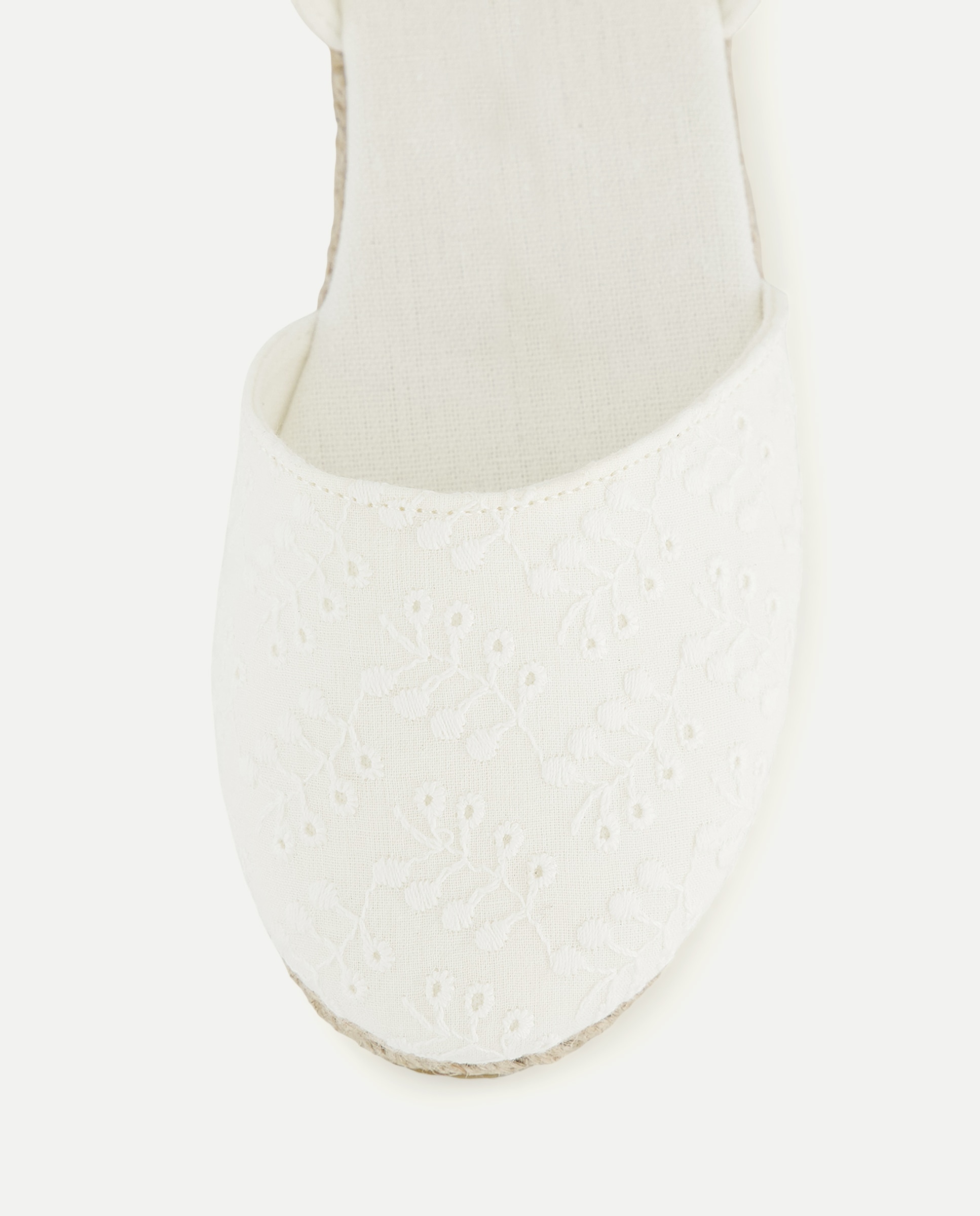 Sandálias de Juta com Bordado Suíço Branco-5