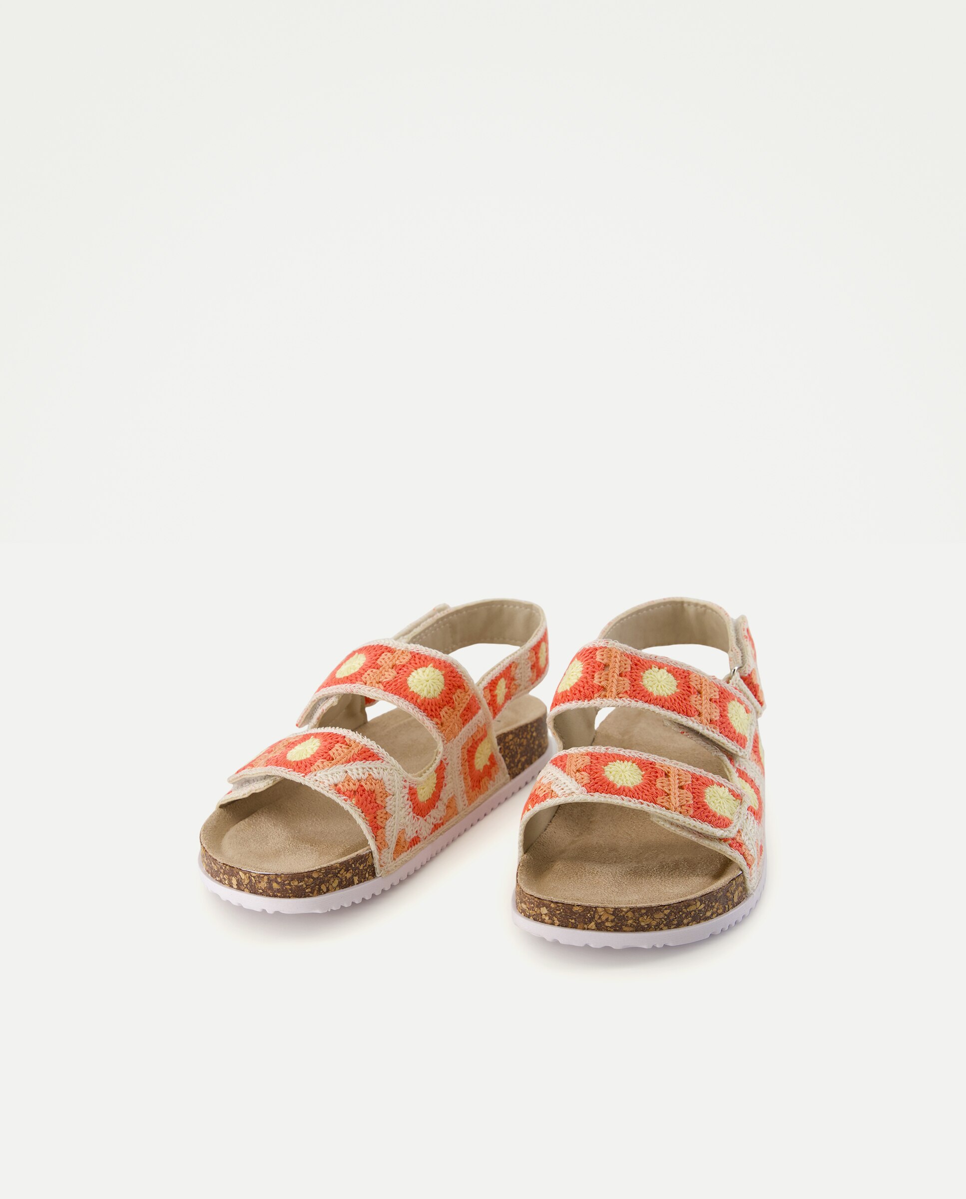 Sandálias com Detalhe de Crochet Multicolor-2