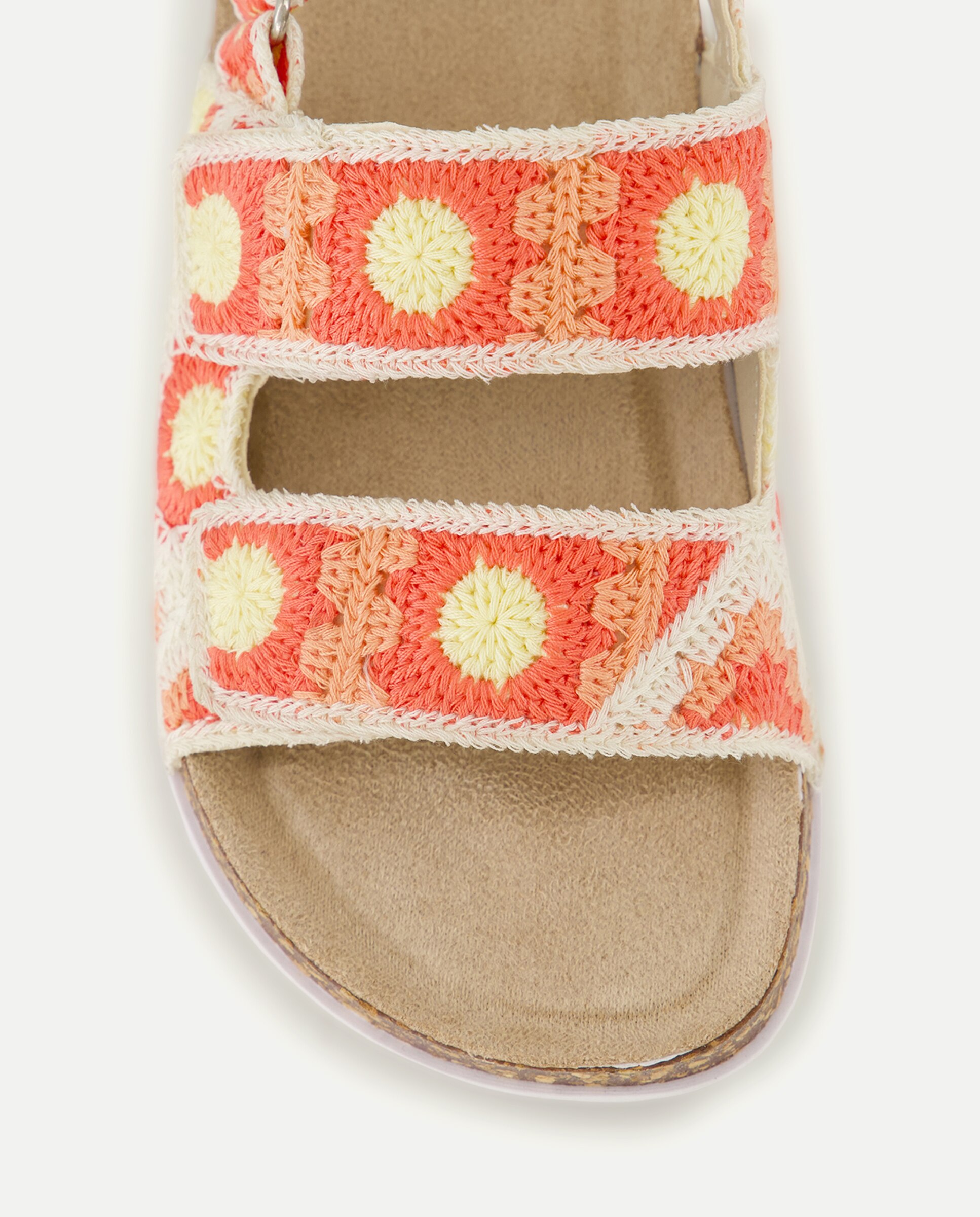 Sandálias com Detalhe de Crochet Multicolor-5
