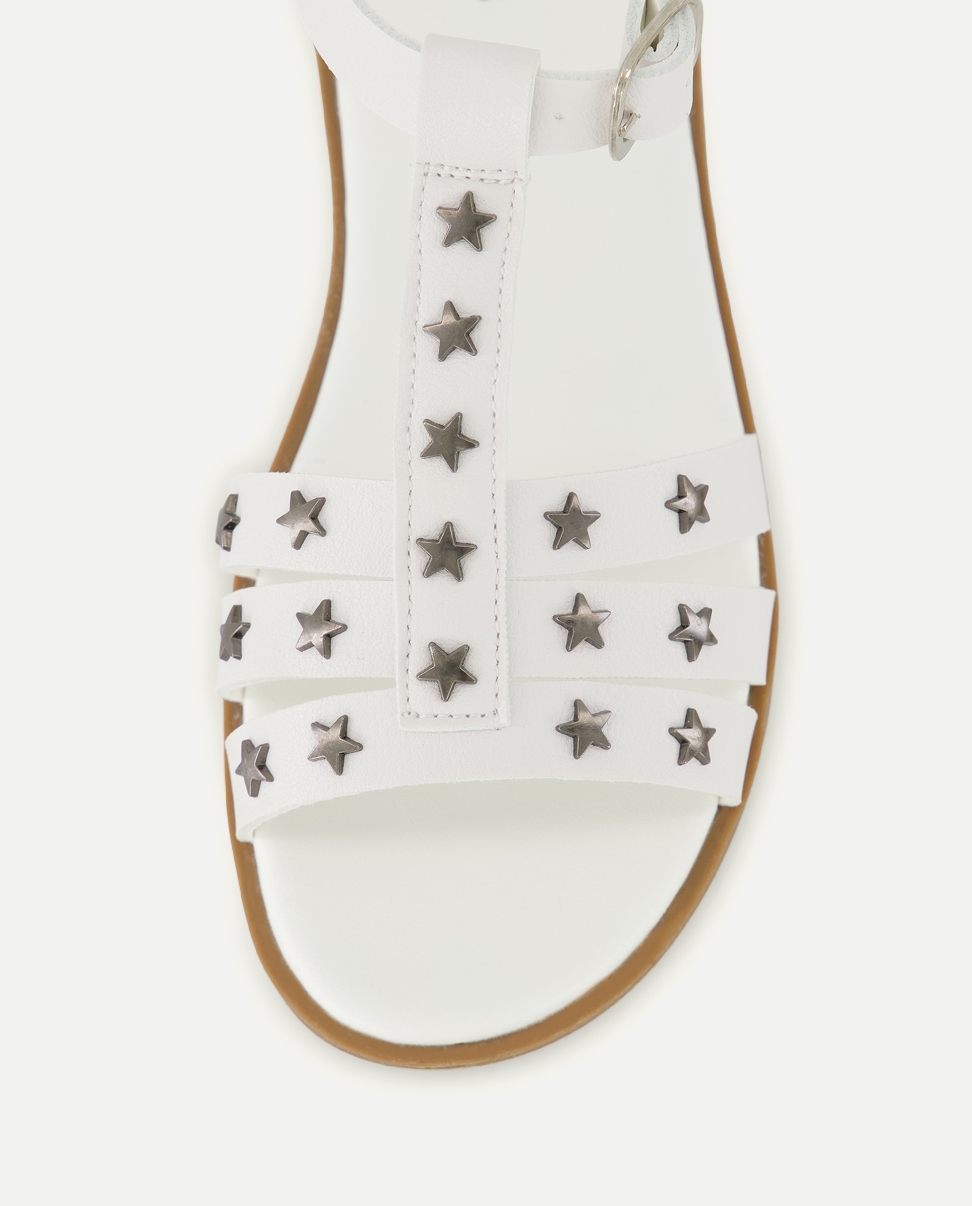 Sandálias com Tiras com Tachas de Estrelas Branco-5