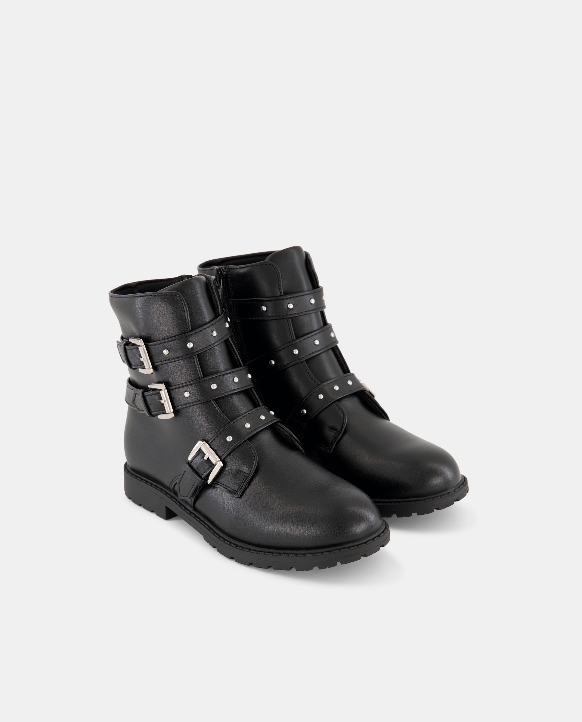 Botas Biker com Fivelas Preto-2