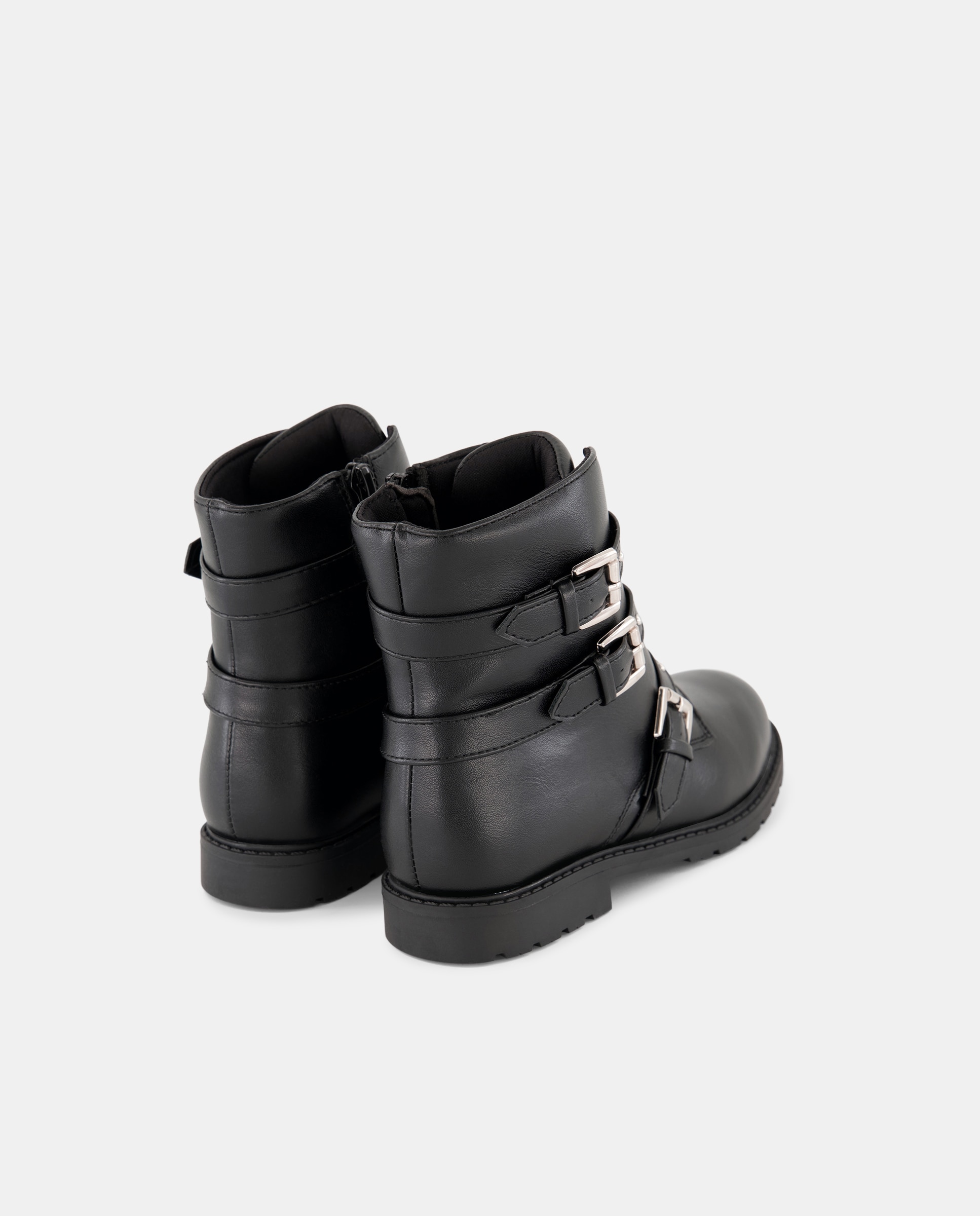 Botas Biker com Fivelas Preto-3