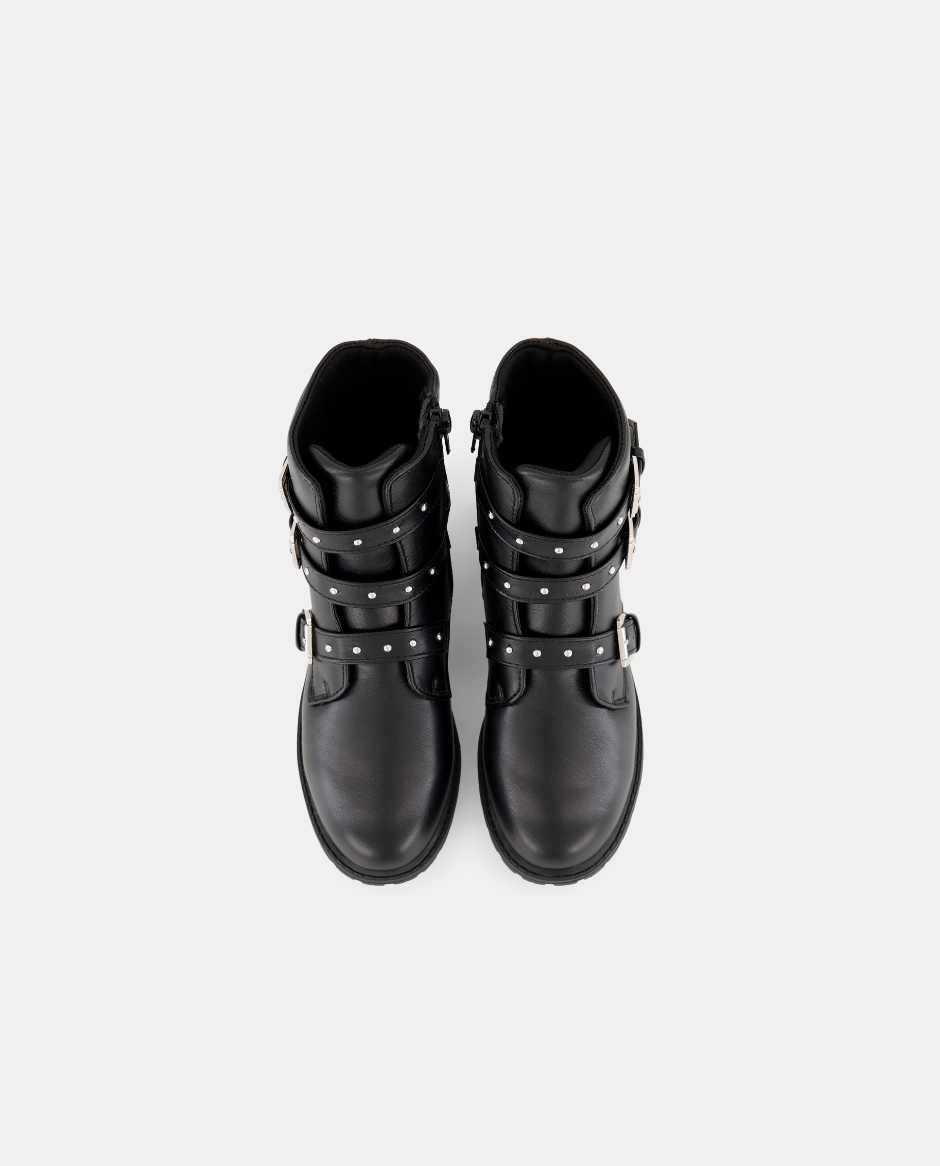 Botas Biker com Fivelas Preto-4