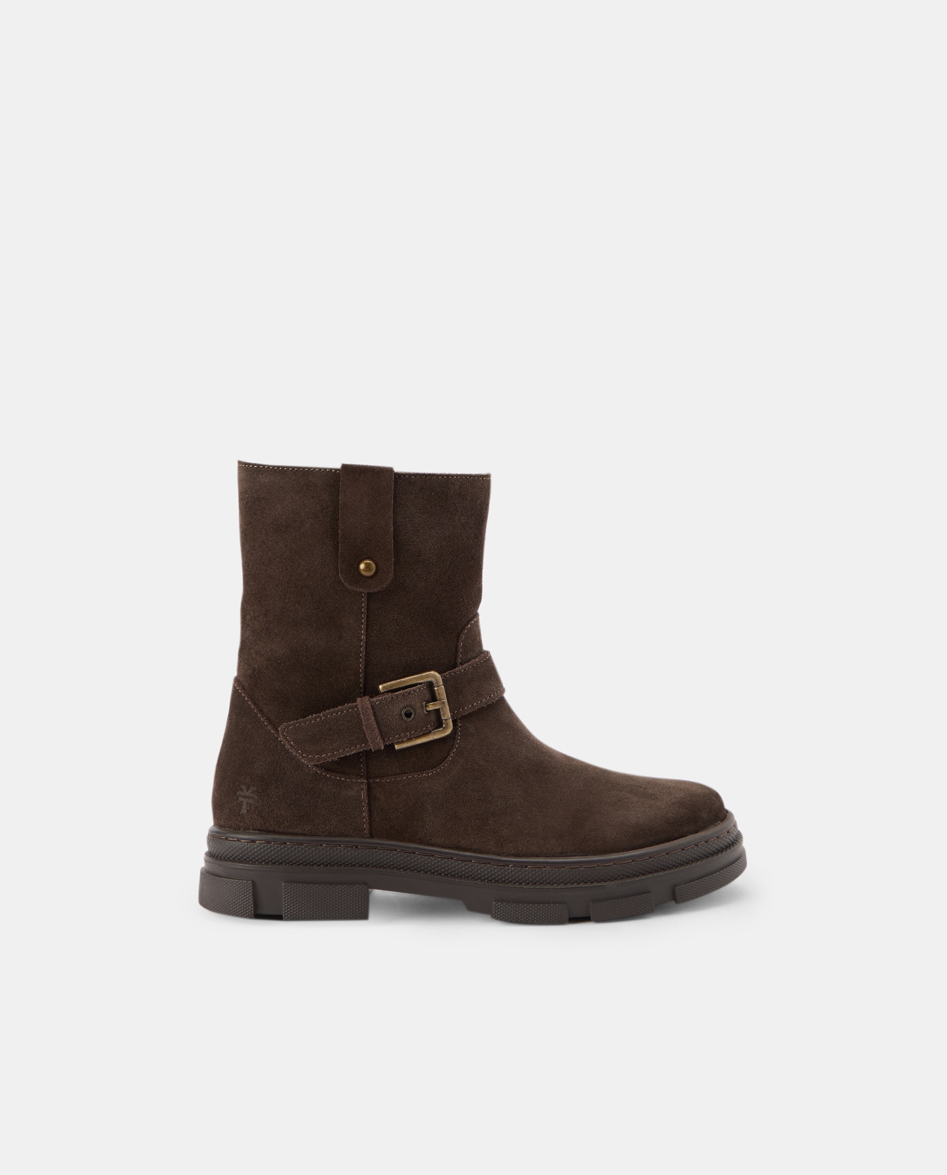 Botas de Croute com Fivela e Biqueira Redonda Chocolate-1