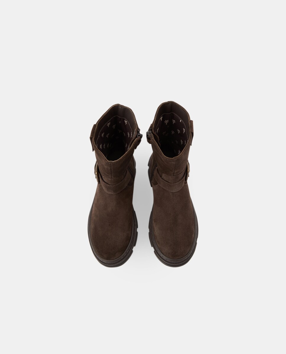 Botas de Croute com Fivela e Biqueira Redonda Chocolate-4