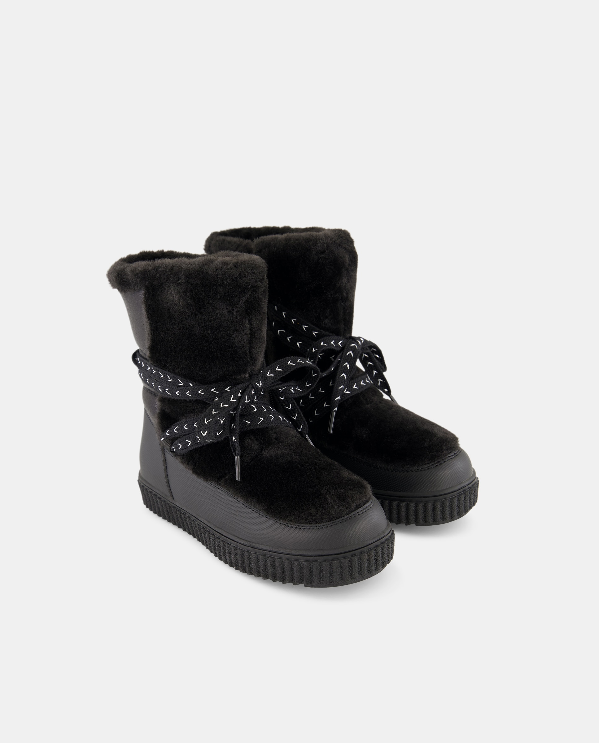 Botas Snow Lisas com Biqueira Redonda Preto-2