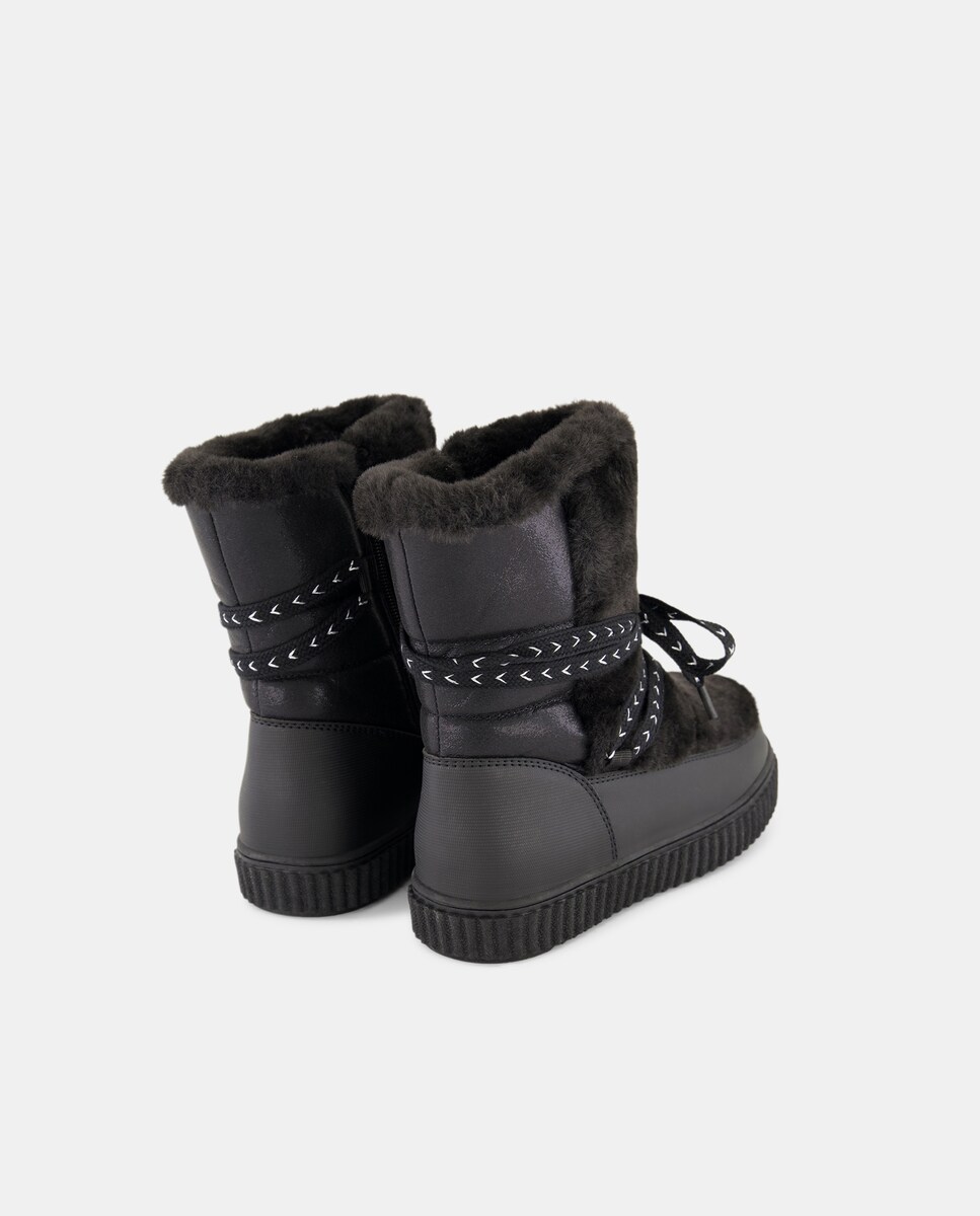 Botas Snow Lisas com Biqueira Redonda Preto-3