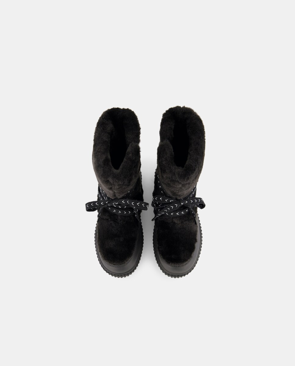 Botas Snow Lisas com Biqueira Redonda Preto-4