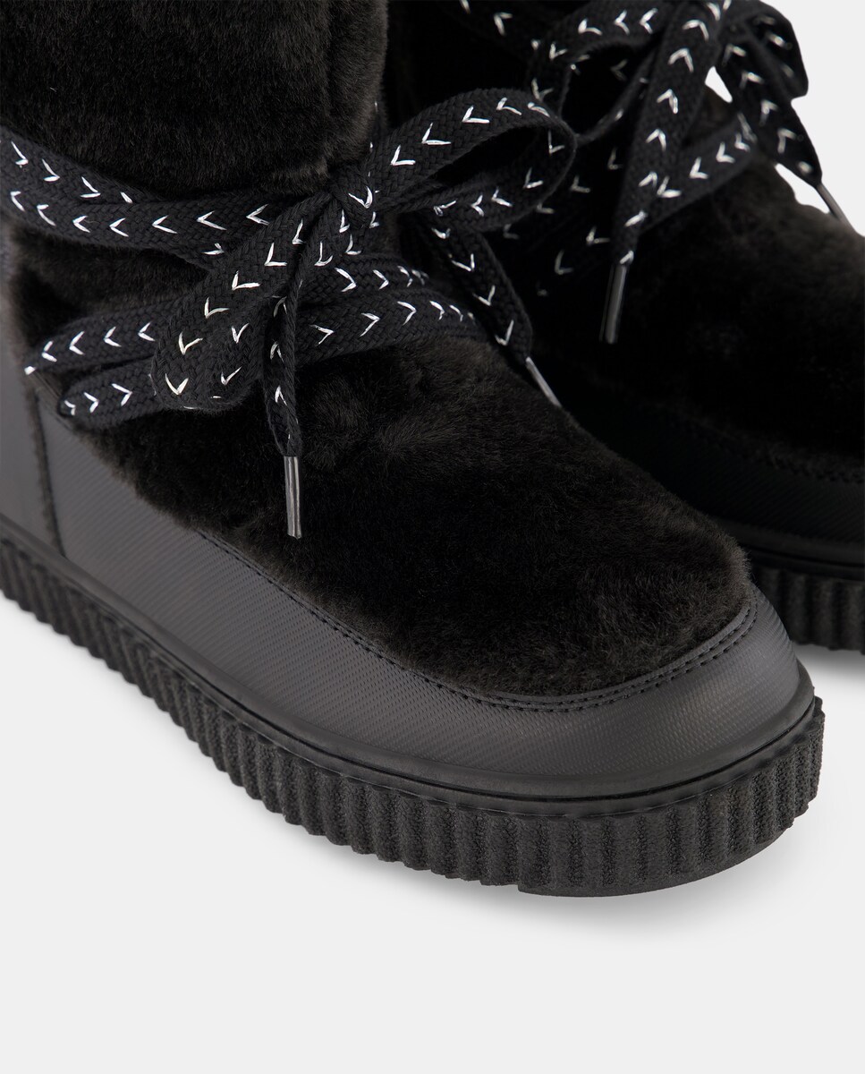 Botas Snow Lisas com Biqueira Redonda Preto-5