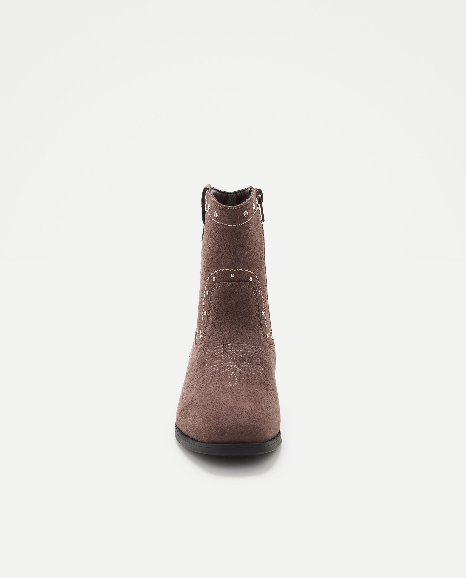 Botins Tipo Cowboy em Pele com Tachas Kids El Corte Inglés Chocolate-4