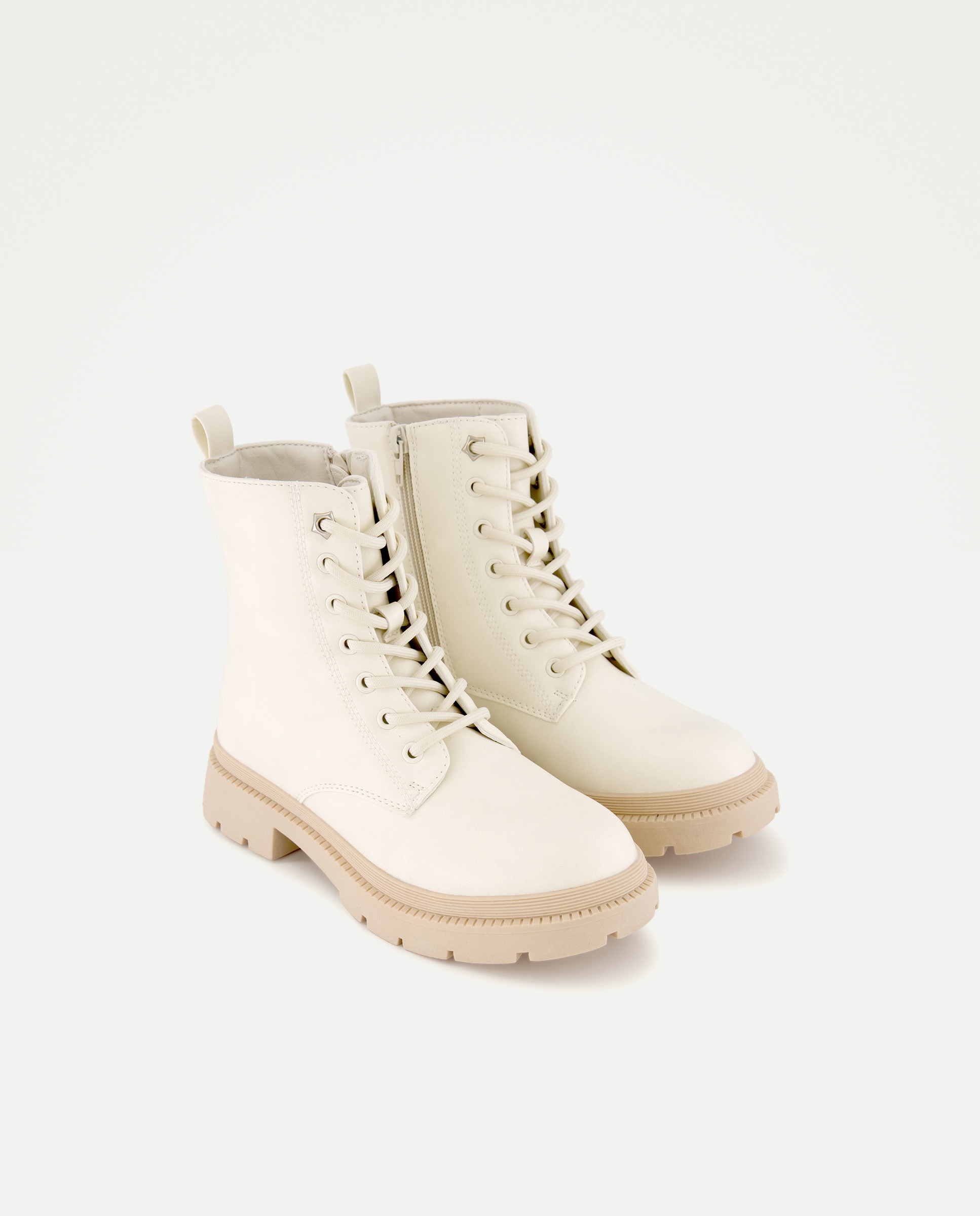Botas com Fecho de Fivela Bege-2