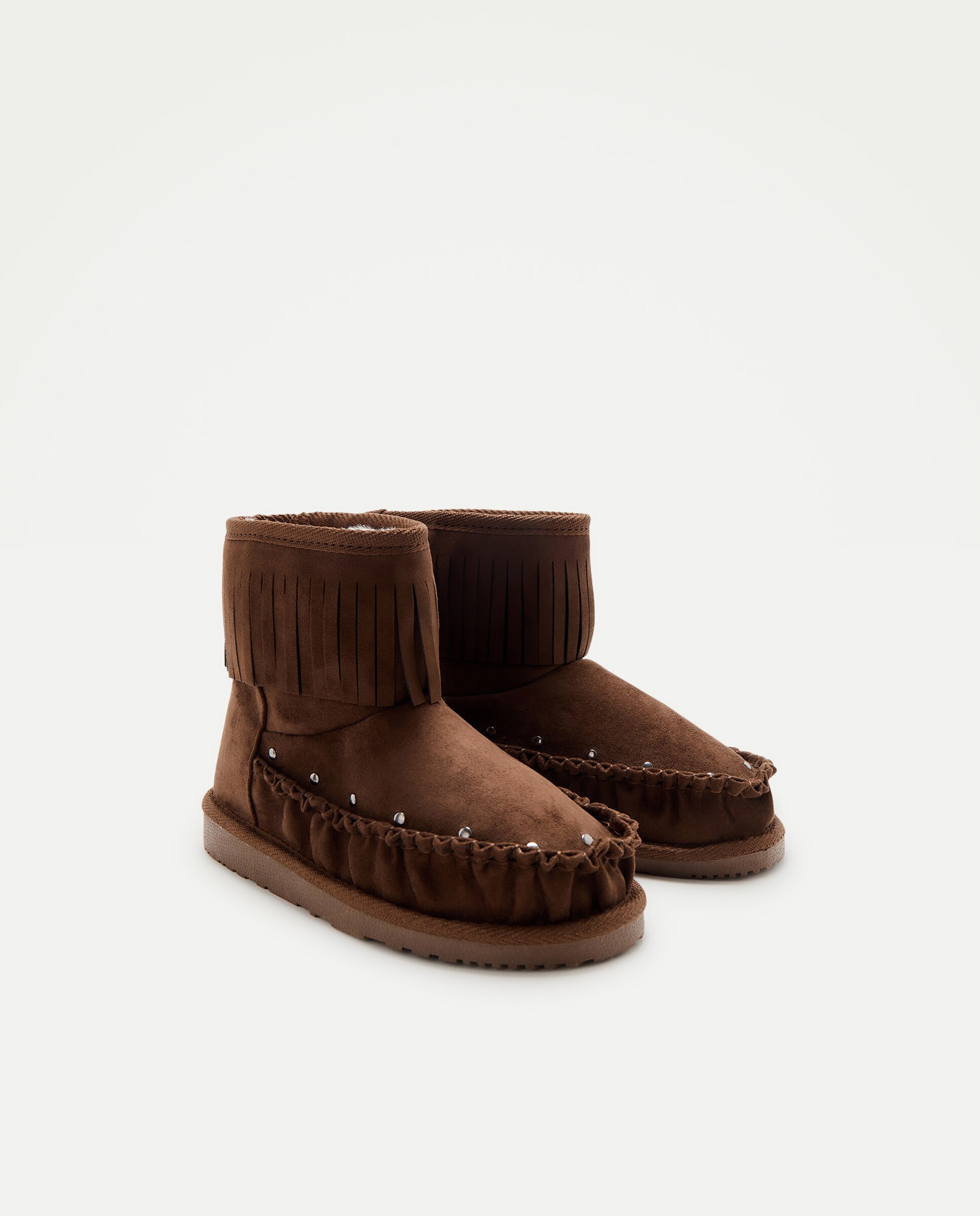 Botas com Tachas e Franjas de Criança Castanho-2