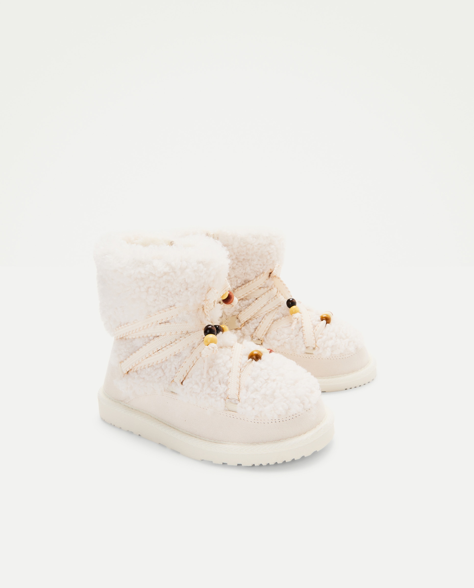 Botas de niña con borreguillo y cordones - Kids El Corte Inglés - Beige Beige-2